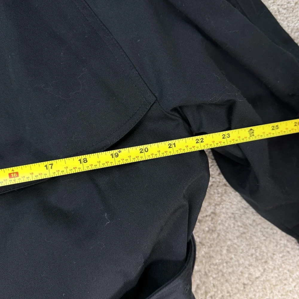 London Fog Coat Mens 42 Black Trench Belted Lined Water Resistant Classic